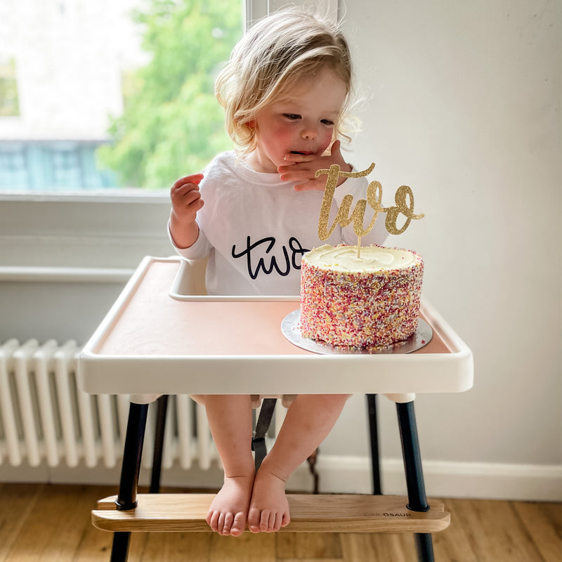 ikea highchair glow up for toddler girl second birthday