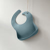 Silicone best baby waterproof Bib with deep scoop to catch food whilst weaning, blue colour from the UK