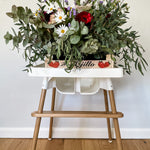 matching oak leg wraps and oak foot rest for ikea highchair diy with flowers